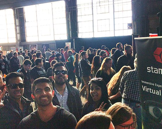 people smiling in line up at Worlds Fair Nano