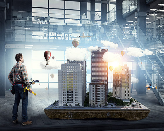 engineer looking at virtually built condos
