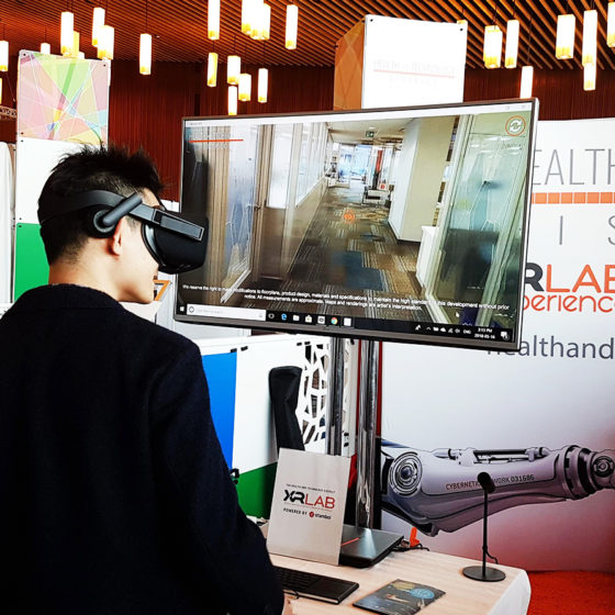 Stambol presenting Health and Technology District in VR at BC Tech Summit 2018