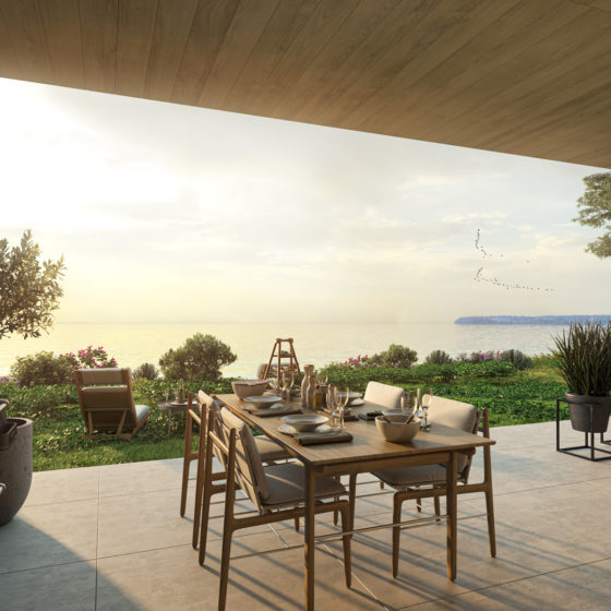 Patio Rendering from Pacific Point Unit C Ground Floor